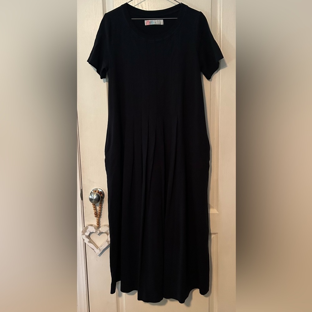 Free People Beach Black Pleated Maxi Dress
